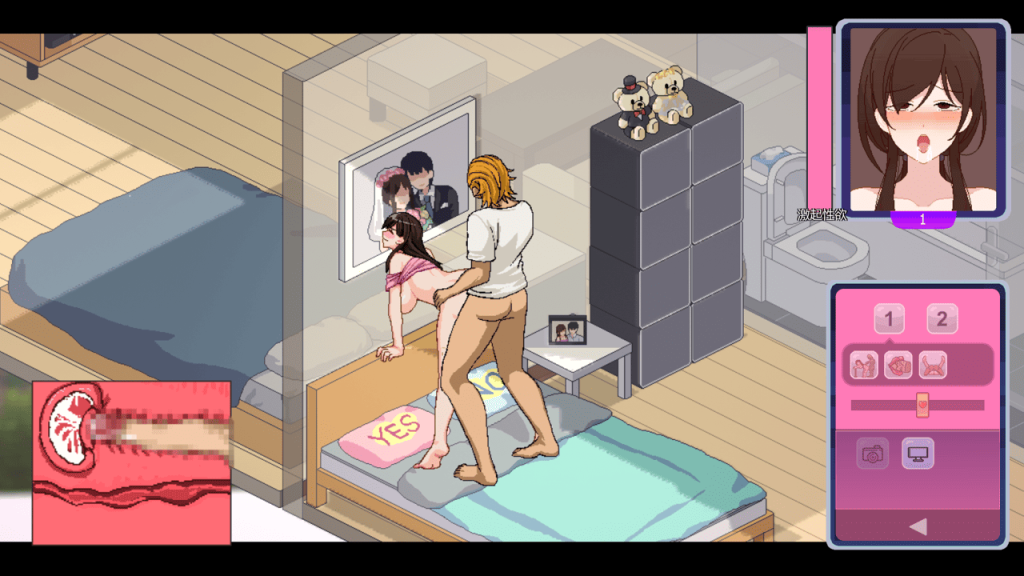 看着绿帽男主角和女主角的结婚照做爱