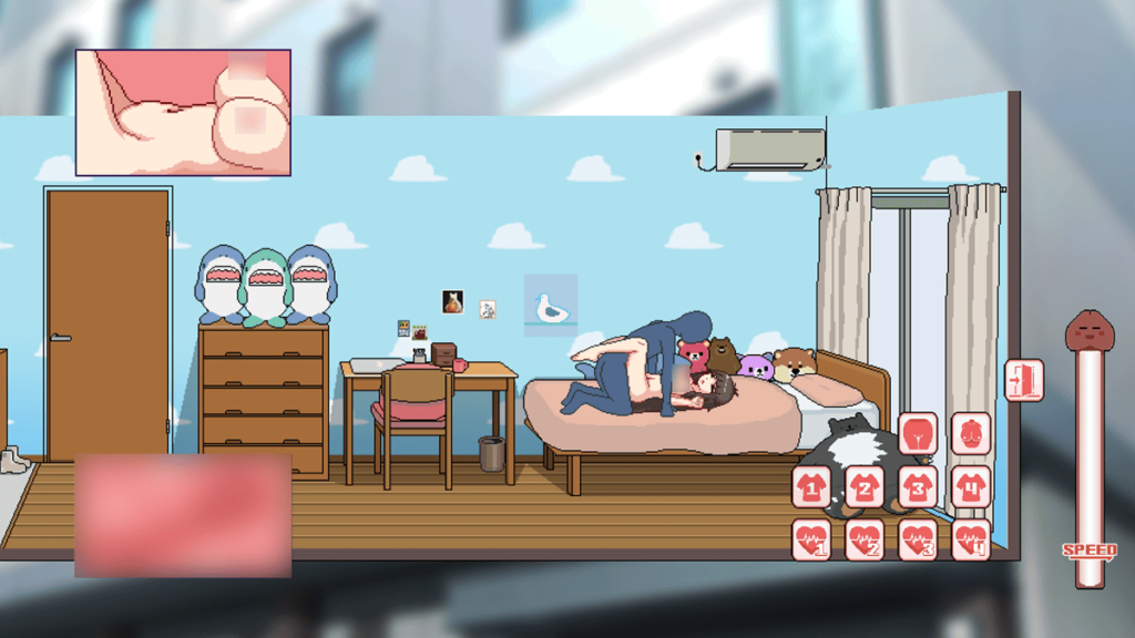 完成 12 道关卡后,可以解锁女主角的全部 4 种姿势和 4 套服装