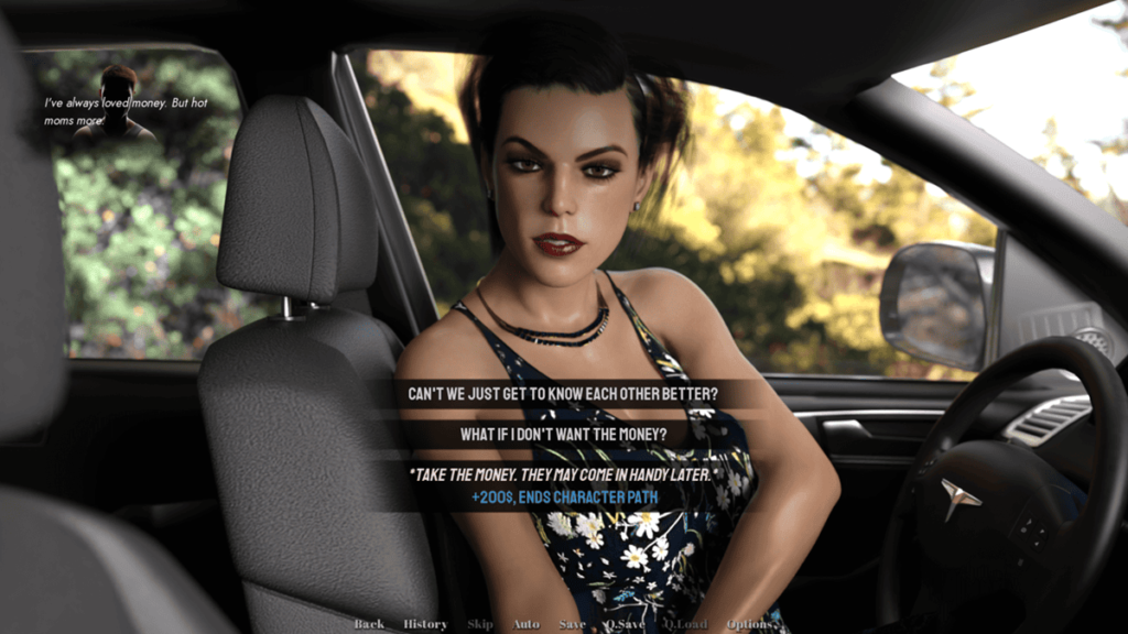 对话选项下方会有蓝色字显示选择后可以获得的结果