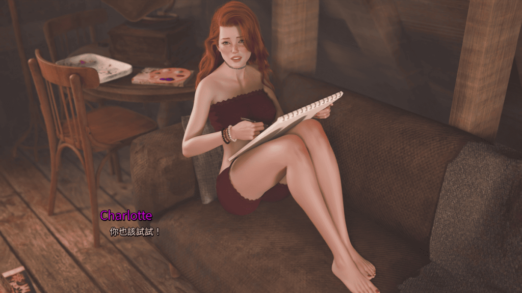 Charlotte,喜欢艺术的女孩,也是唯一男主角没有机会深度互动的房客