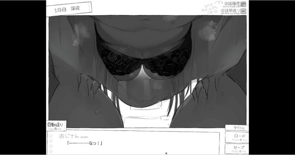 上图是男主角揹着女主角试着去拿一个在高处的东西时,男主角从女主角敞开的衣服往上仰望的景象