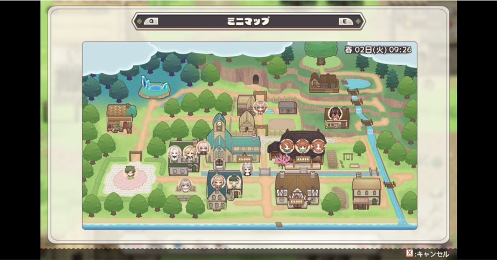 小镇地图,可以即时观看每位角色的所在位置