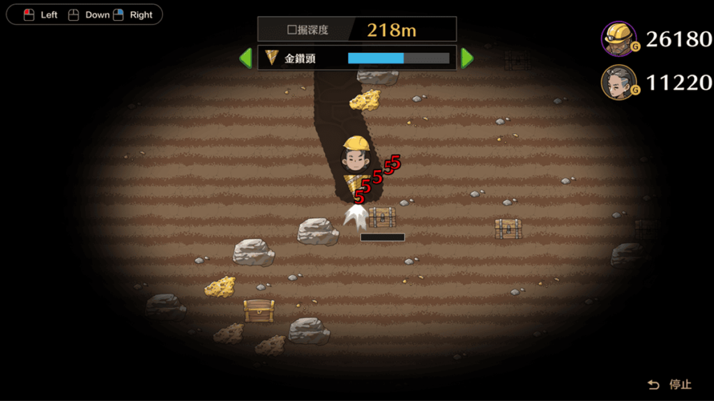 挖宝小游戏,玩家可以使用滑鼠左键和右键来决定挖宝的方向