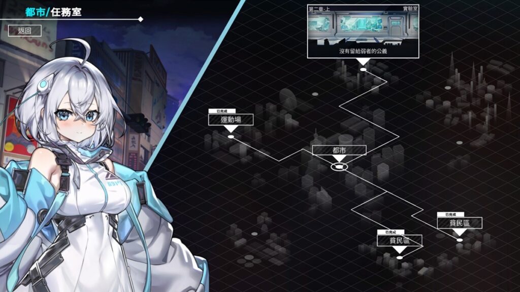 主线剧情的章节使用地图来呈现