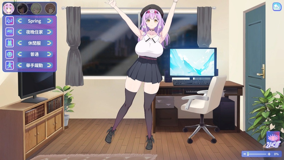 在鉴赏模式可以查看角色各种不同状态时的样子,图为舞蹈中的艾莉丝