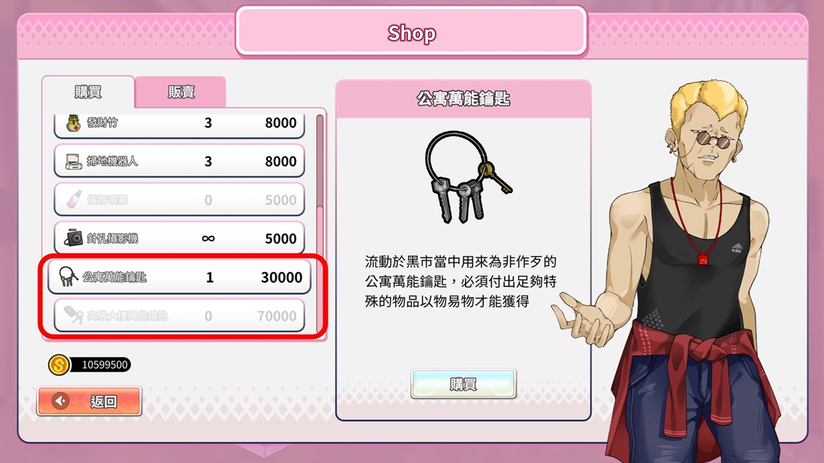 2 把万能钥匙需要卖给商人足够多的偷拍光盘后才会解锁