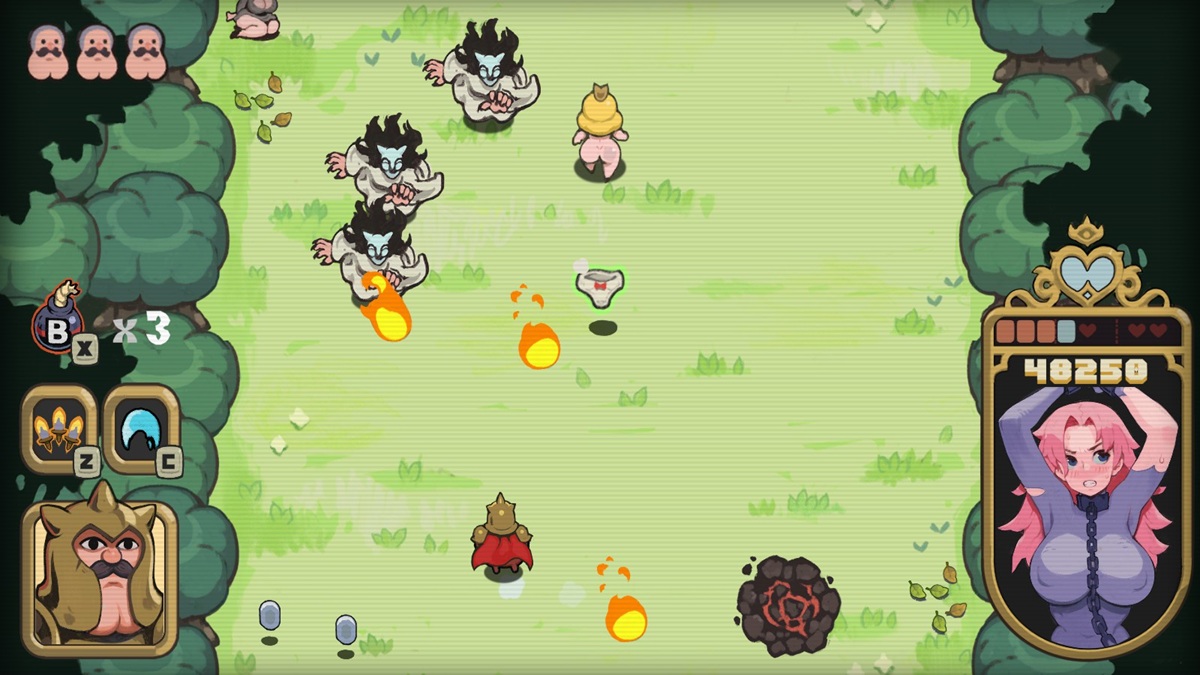 画面中间上方金发少女为特殊敌人,击败后掉落内裤,拾取会增加一条生命