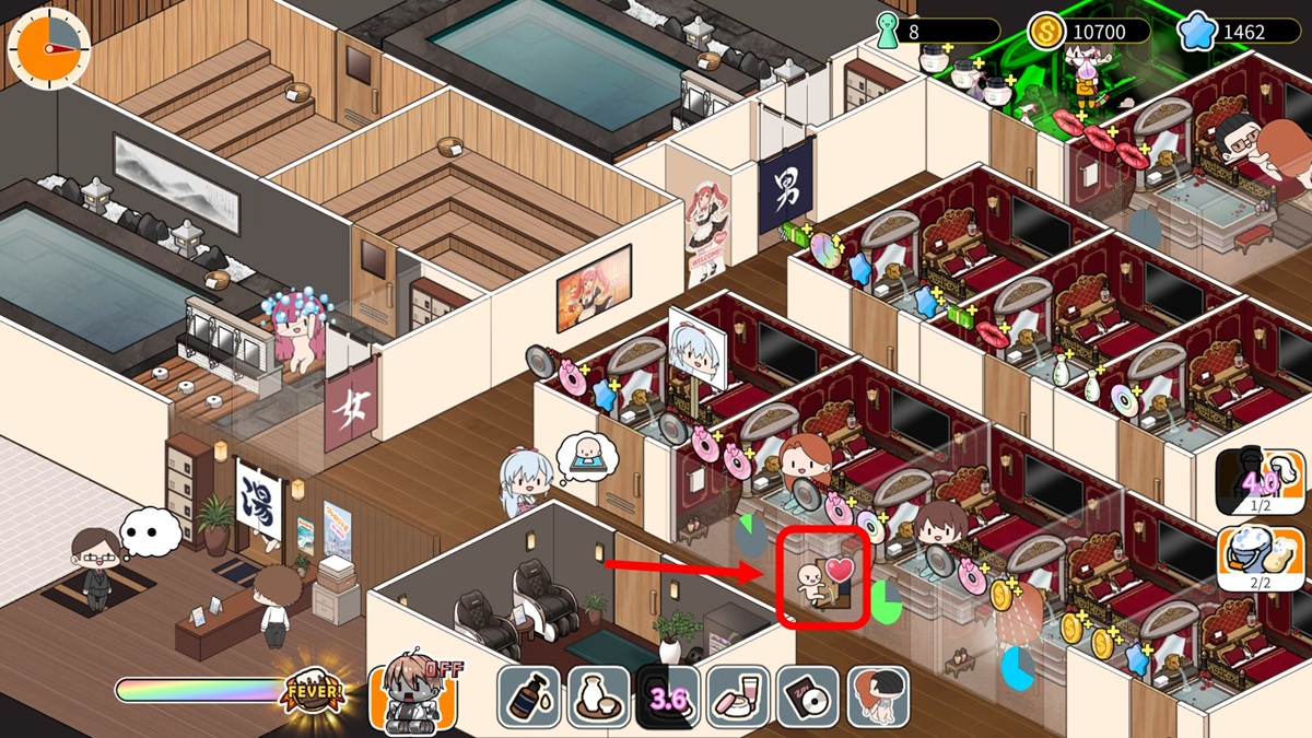 看到「踹开门爱心」图标,代表有好感度锁头的事件可以触发