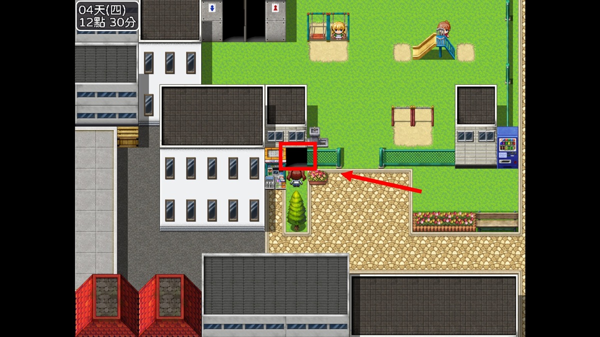 公园左边的饮料机旁边藏着一个密道,里面可以解锁全 H 场景