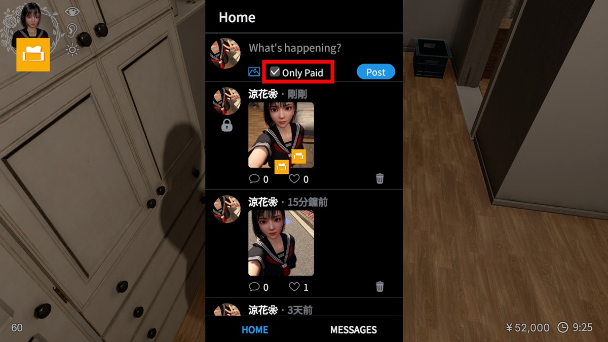 将 Only Paid 的选项打勾以后,就可以发布露点的自拍照