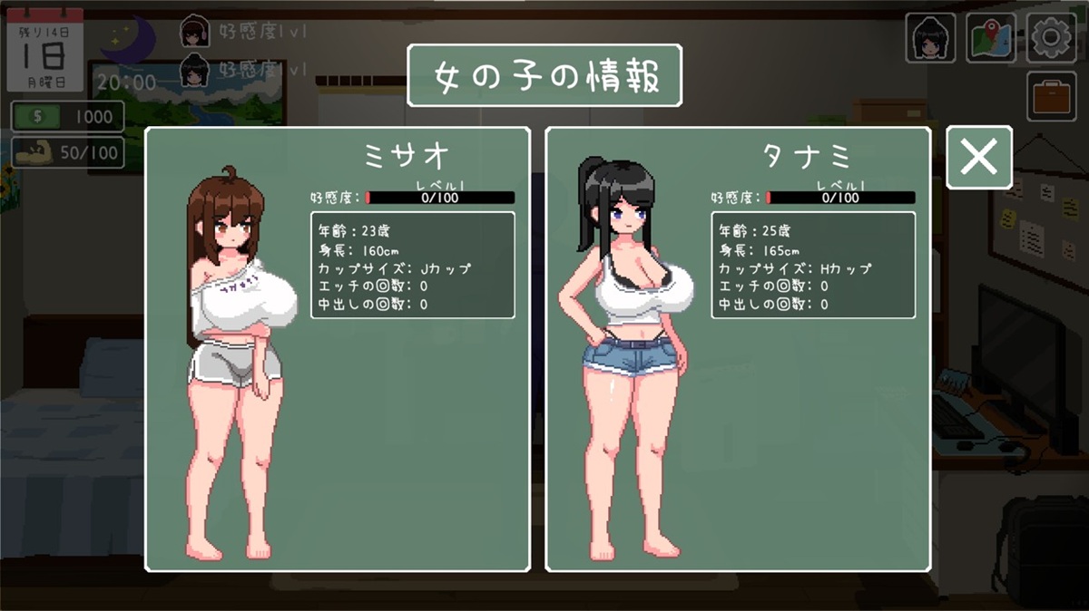 2 位女性友人的像素风格角色外观